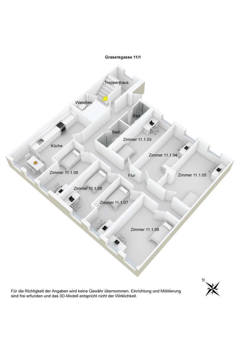 3D Grundriss Grasstraße 11